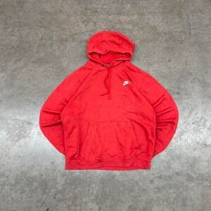 Nike Embroidered Swoosh Hoodie Red Y2K Streetwear Regular Fit Men's L